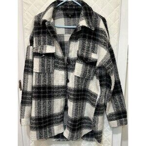 Buckle Black Premium Wool Blend Black White Plaid Button-Up Jacket M Shacket